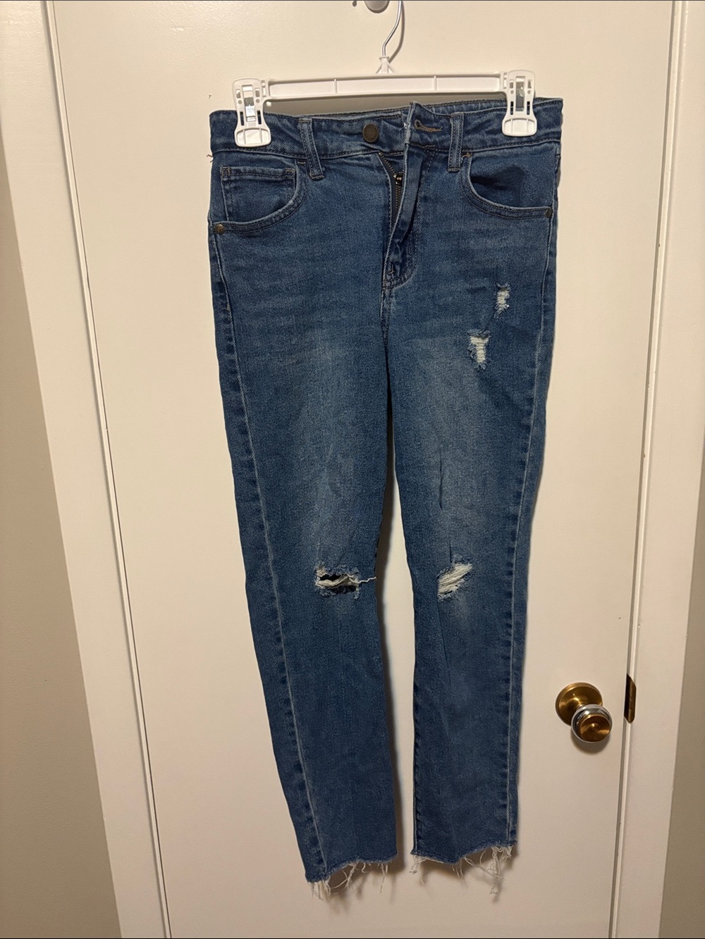 Kids Blue Distressed High-Rise Jeans